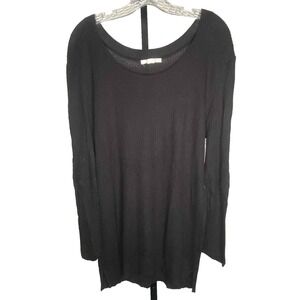 Duffy Cashmere blend blouse black women's size large knit lagenlook minimalist‎